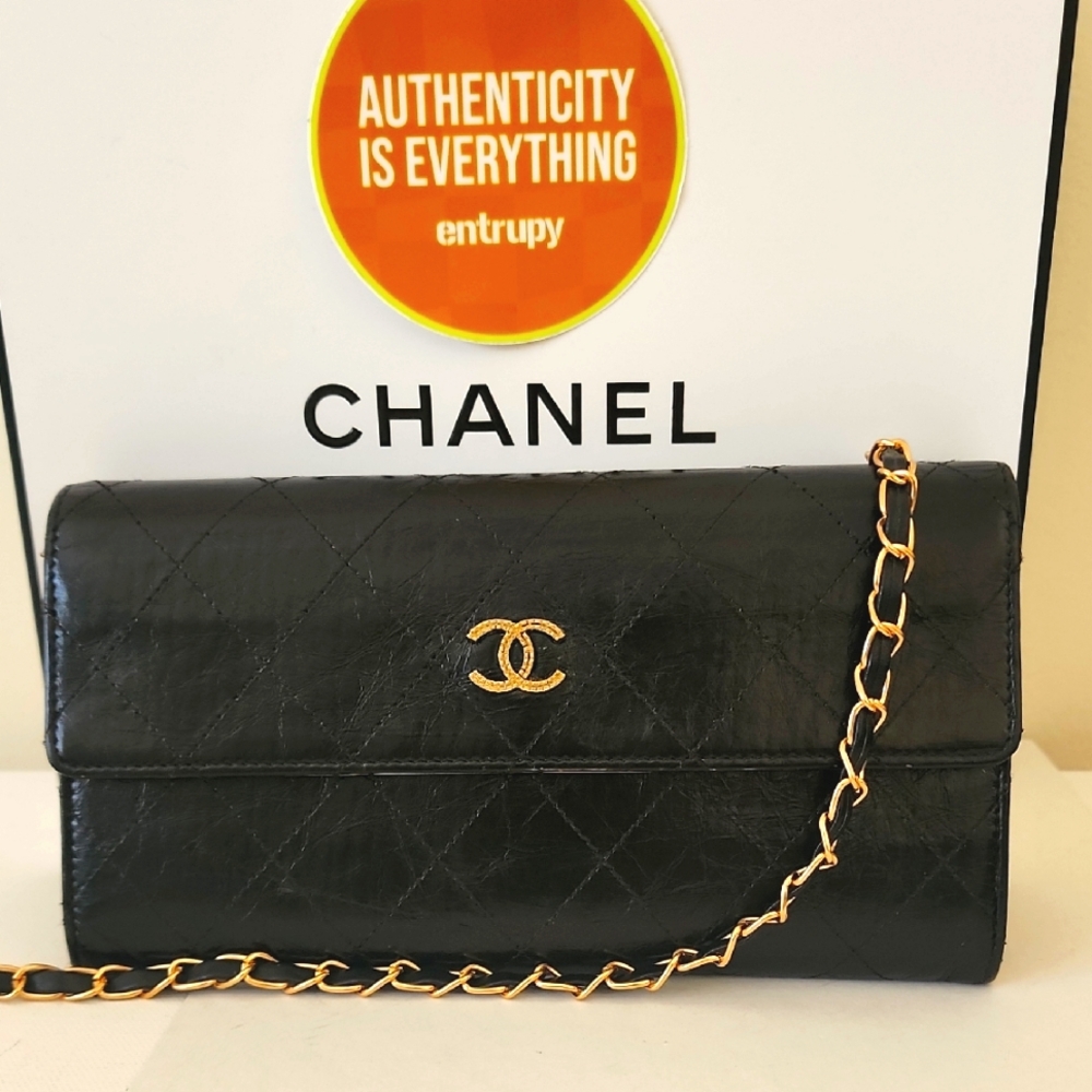 Chanel Matelasse CC Flap Wallet Calfskin Black Gold Colorblock